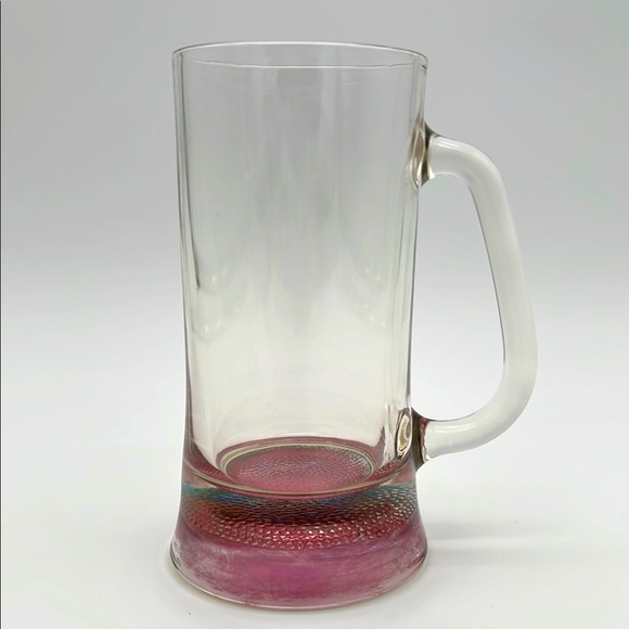 Other - Vintage Clear Glass Pink Bottom 6 1/2" Tall - Beer Stein/Mug